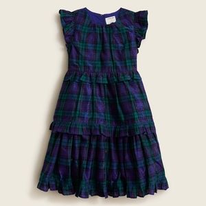 New J Crew 4 5 6 7 Girls Crewcuts Ruffle Dress Black Watch Tartan Plaid NWT